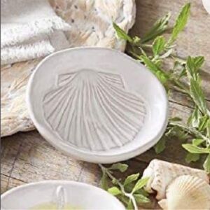 NWOT 6 Mud Pie shell dishes dipping trinket Coastal white glazed terra-cotta.